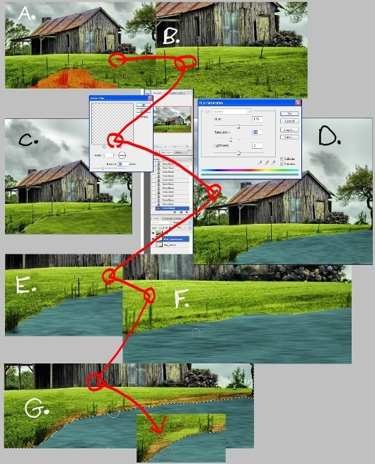 Creation of Shadow by the Pond: Step 1